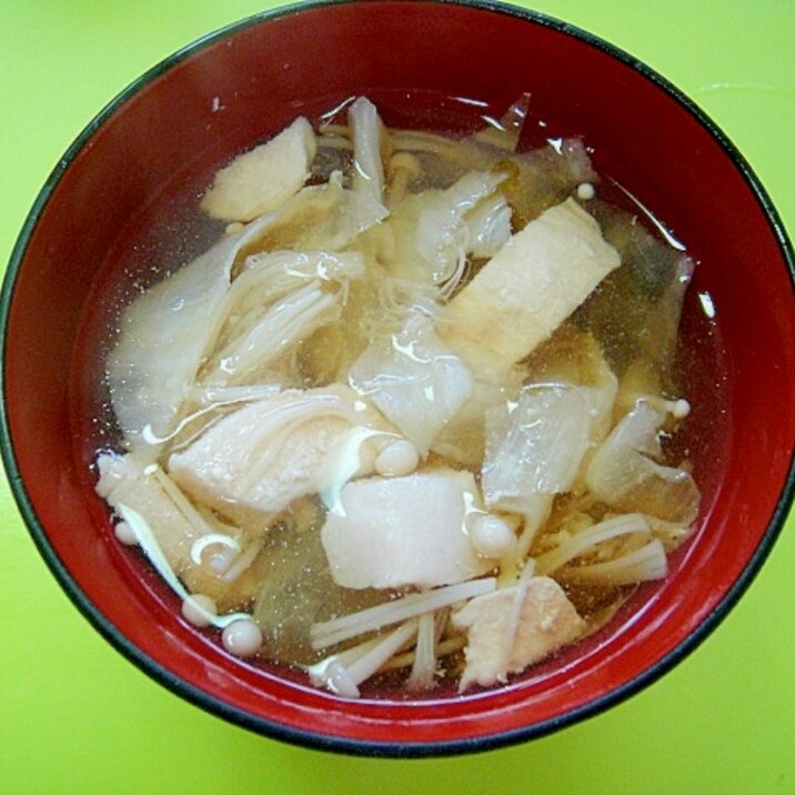 キャベツと鶏むね肉えのきの和風スープ